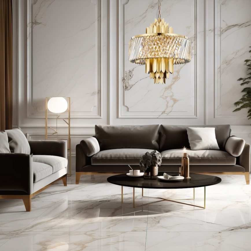 Chandelier on a chain MARGOT 9xE14/40W/230V d. 55 cm gold