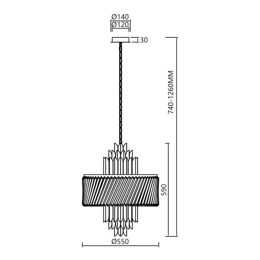Chandelier on a chain MARGOT 9xE14/40W/230V d. 55 cm gold