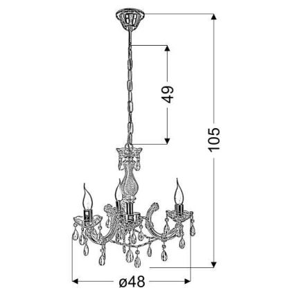Chandelier on a chain MARIA TERESA 3xE14/40W/230V