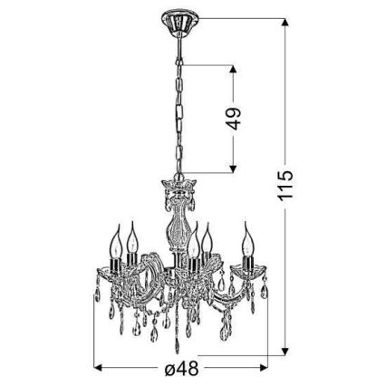 Chandelier on a chain MARIA TERESA 5xE14/40W/230V
