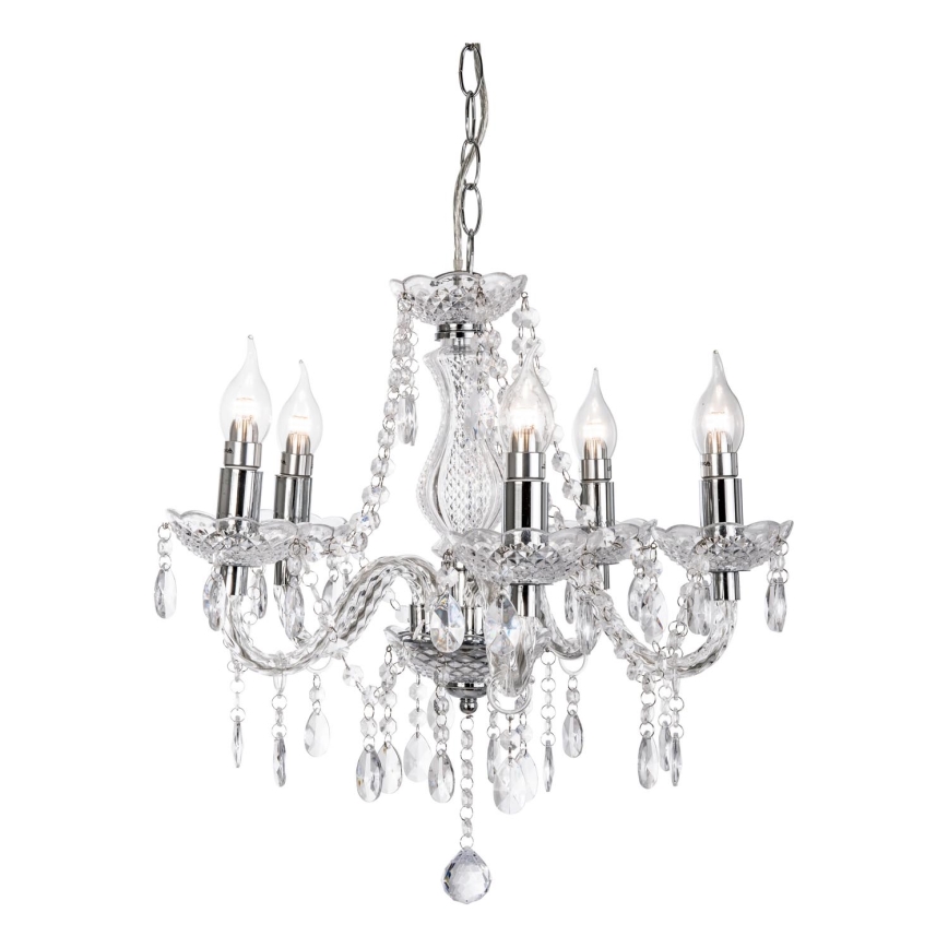 Chandelier on a chain MARIE 5xE14/40W/230V shiny chrome