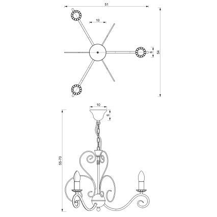 Chandelier on a chain MAURO 3xE14/60W/230V