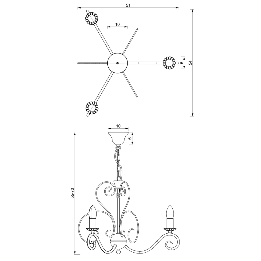 Chandelier on a chain MAURO 3xE14/60W/230V