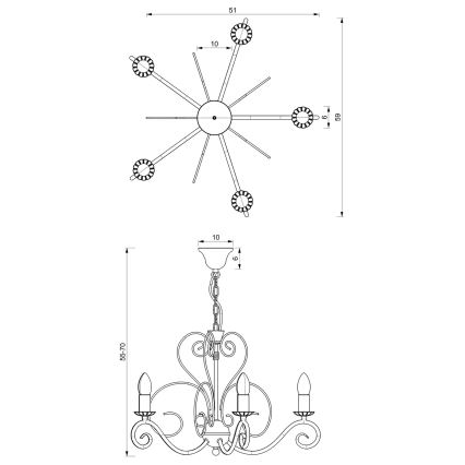 Chandelier on a chain MAURO 5xE14/60W/230V