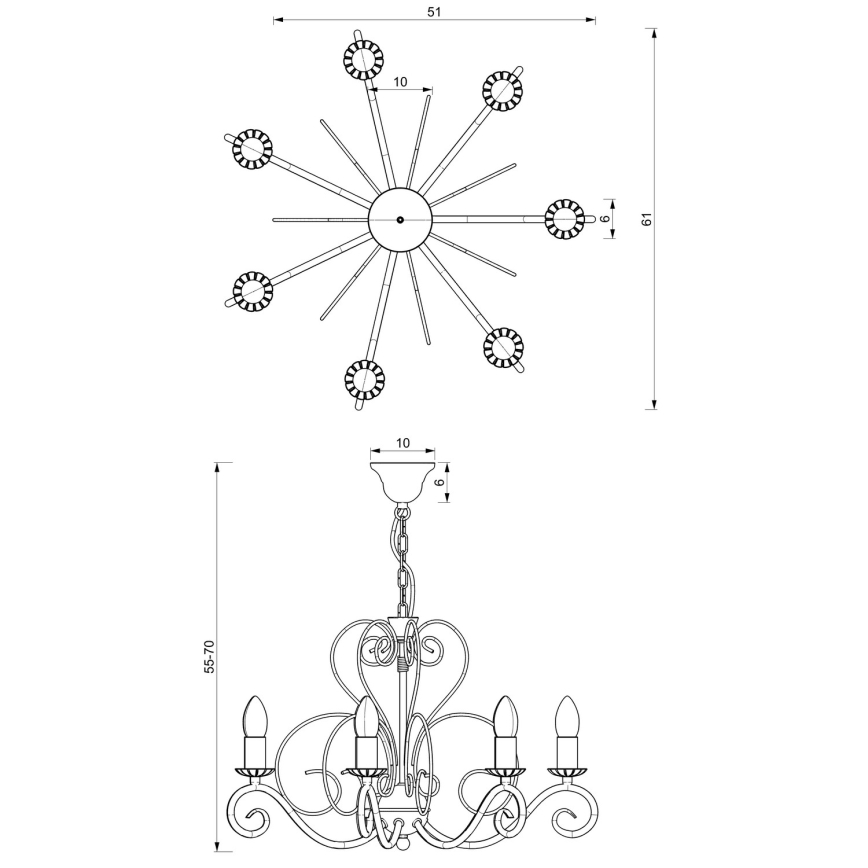 Chandelier on a chain MAURO 7xE14/60W/230V