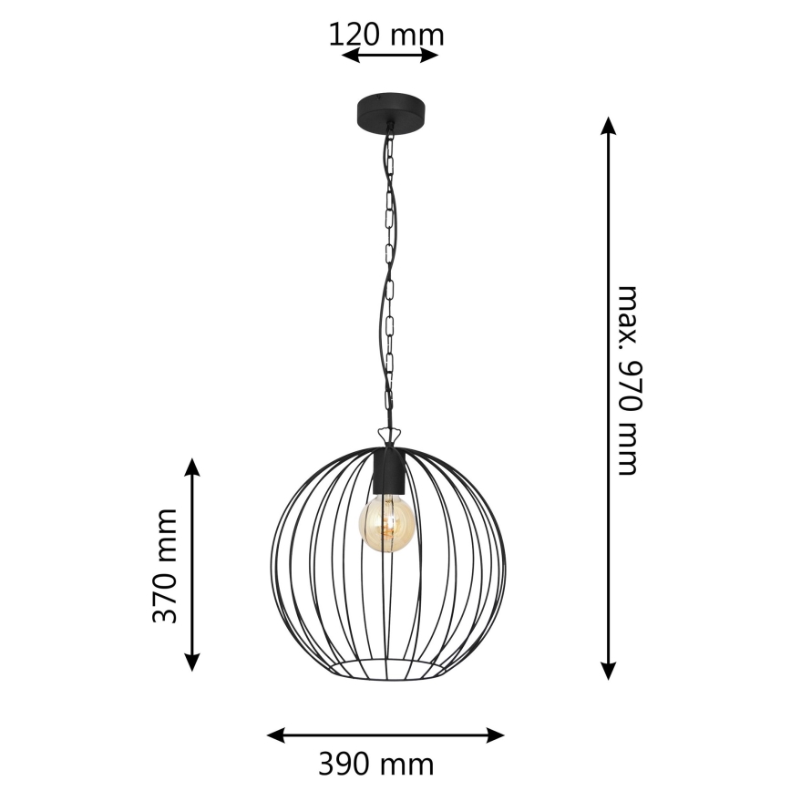 Chandelier on a chain MERCURE 1xE27/15W/230V black