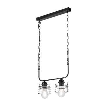 Chandelier on a chain MORGAN 2xE27/60W/230V black/chrome