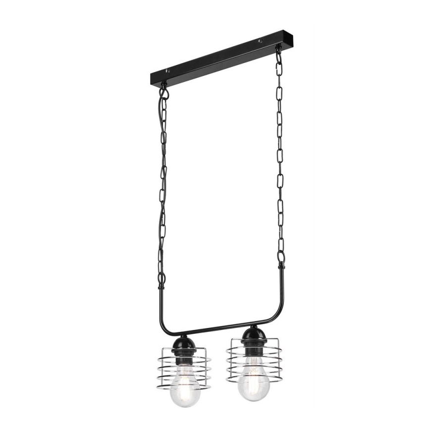 Chandelier on a chain MORGAN 2xE27/60W/230V black/chrome