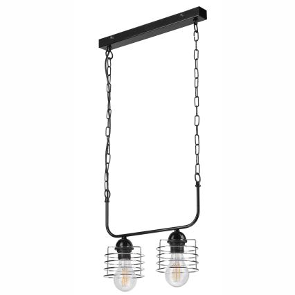 Chandelier on a chain MORGAN 2xE27/60W/230V black/chrome