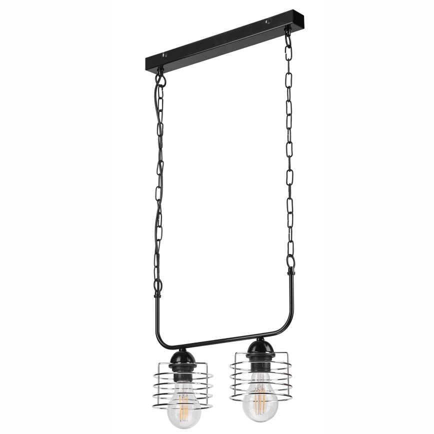 Chandelier on a chain MORGAN 2xE27/60W/230V black/chrome