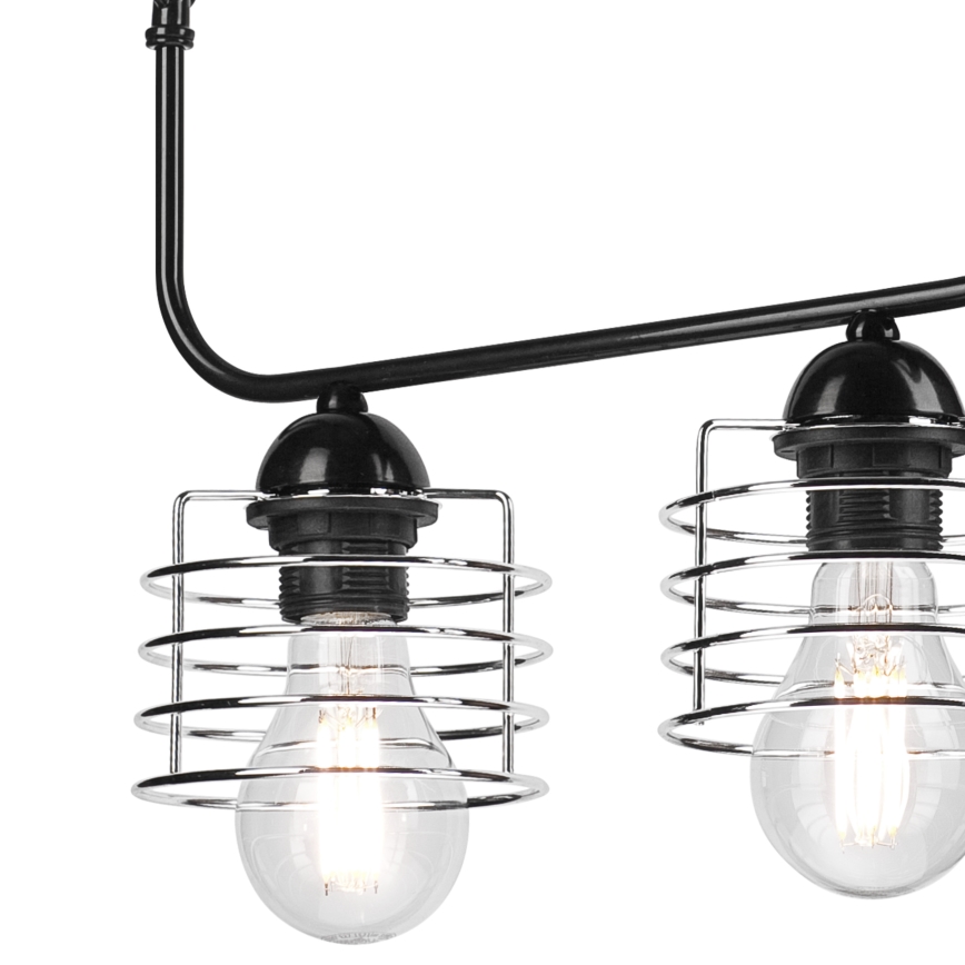 Chandelier on a chain MORGAN 2xE27/60W/230V black/chrome