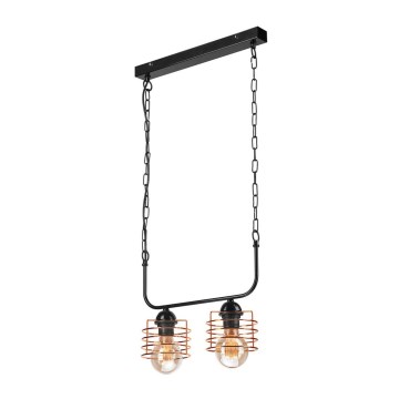 Chandelier on a chain MORGAN 2xE27/60W/230V black/copper