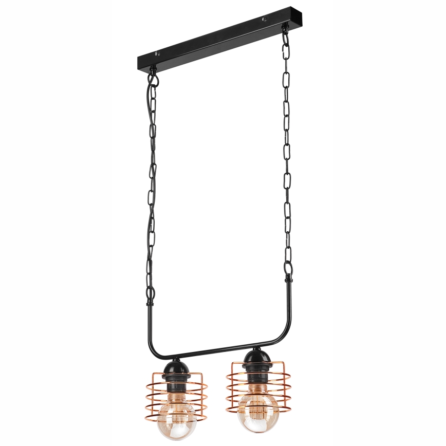 Chandelier on a chain MORGAN 2xE27/60W/230V black/copper