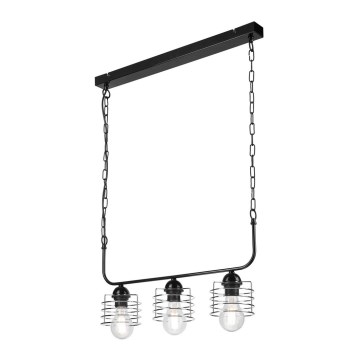 Chandelier on a chain MORGAN 3xE27/60W/230V black/chrome