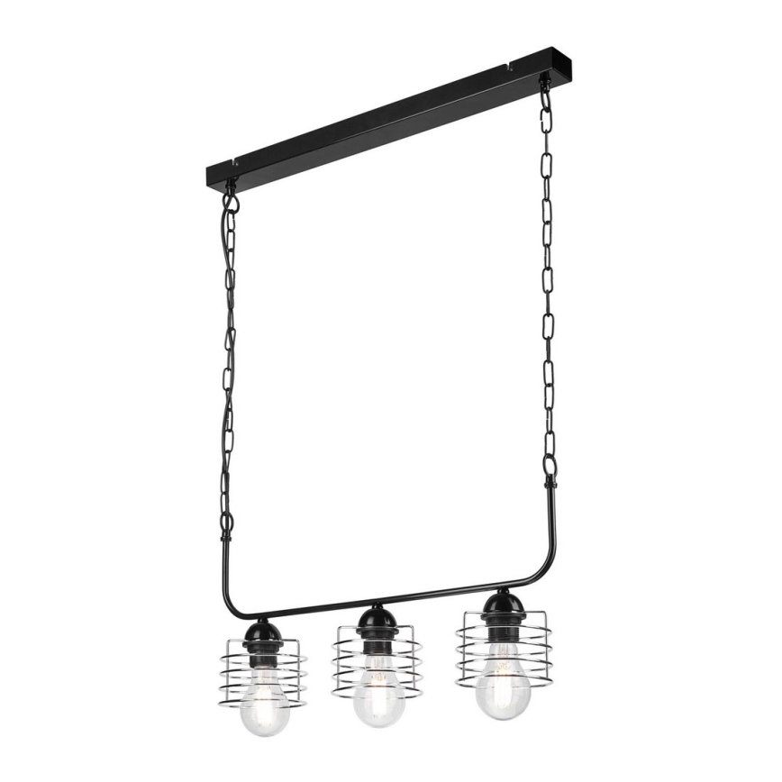 Chandelier on a chain MORGAN 3xE27/60W/230V black/chrome