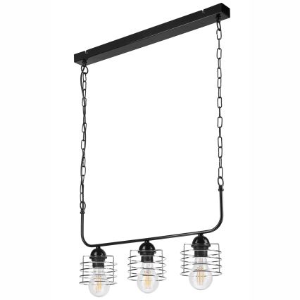 Chandelier on a chain MORGAN 3xE27/60W/230V black/chrome