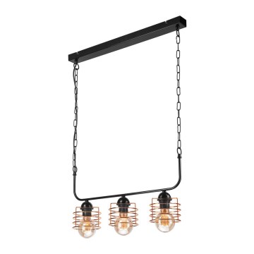 Chandelier on a chain MORGAN 3xE27/60W/230V black/copper