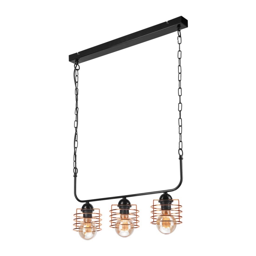 Chandelier on a chain MORGAN 3xE27/60W/230V black/copper