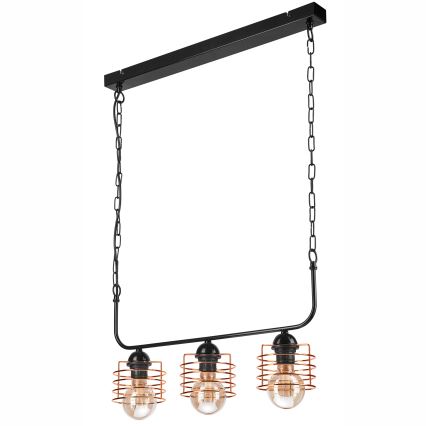 Chandelier on a chain MORGAN 3xE27/60W/230V black/copper