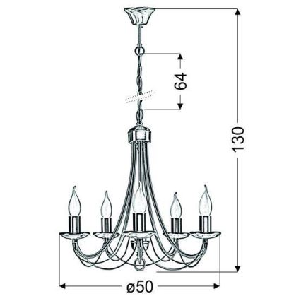 Chandelier on a chain MUZA 5xE14/40W/230V
