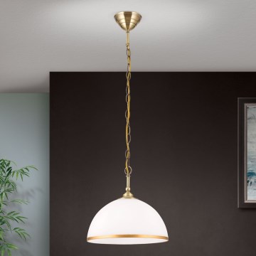 Chandelier on a chain OLD LAMP 1xE27/40W/230V d. 30 cm white/brass