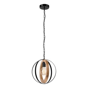 Chandelier on a chain ONDA 1xE27/15W/230V black/oak