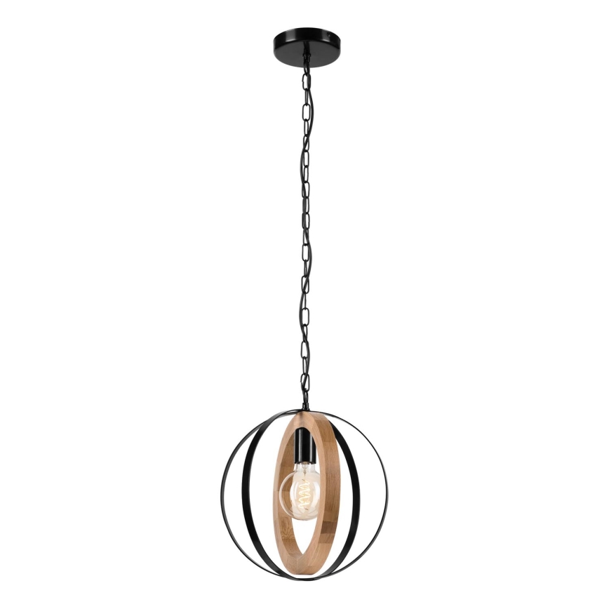 Chandelier on a chain ONDA 1xE27/15W/230V black/oak