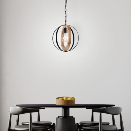 Chandelier on a chain ONDA 1xE27/15W/230V black/oak