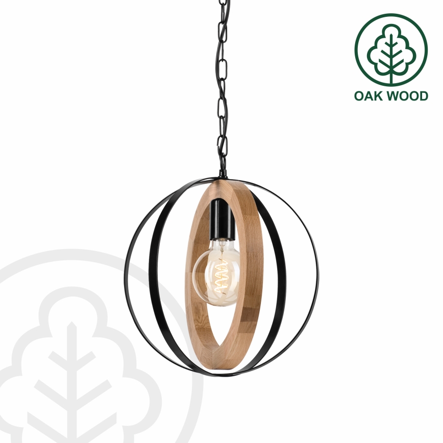 Chandelier on a chain ONDA 1xE27/15W/230V black/oak