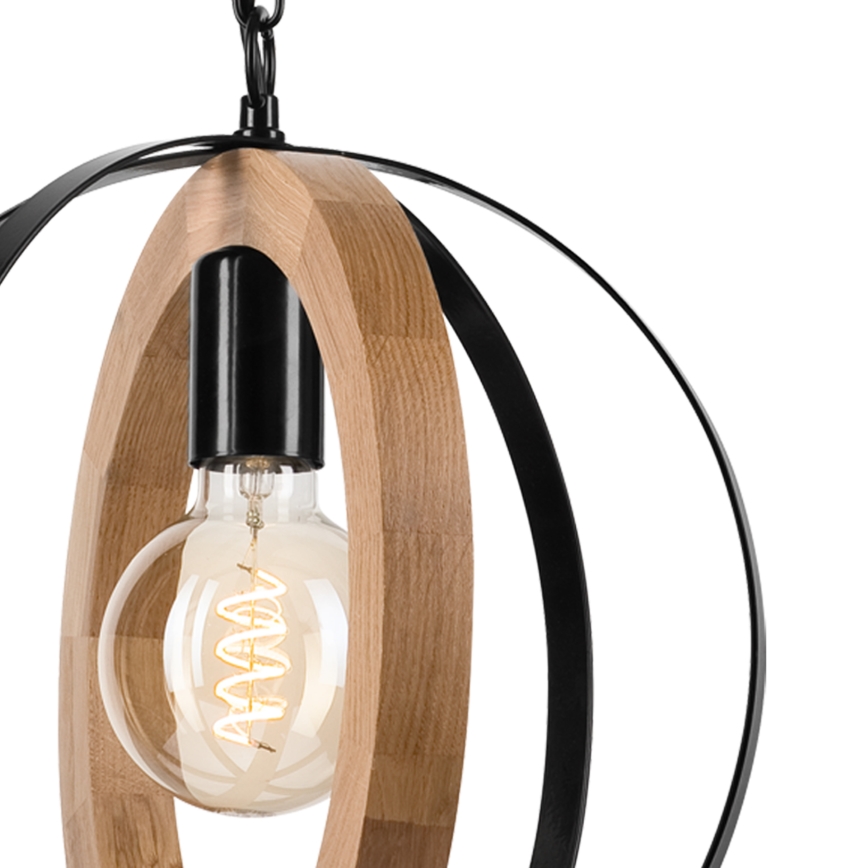 Chandelier on a chain ONDA 1xE27/15W/230V black/oak