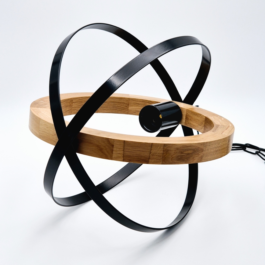 Chandelier on a chain ONDA 1xE27/15W/230V black/oak