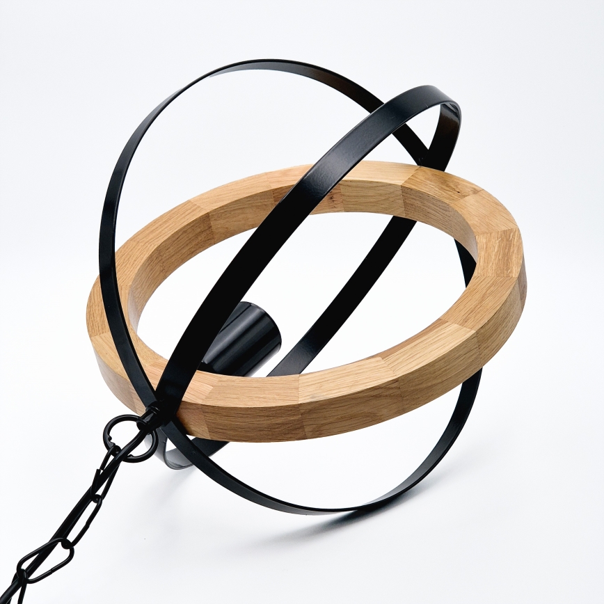 Chandelier on a chain ONDA 1xE27/15W/230V black/oak