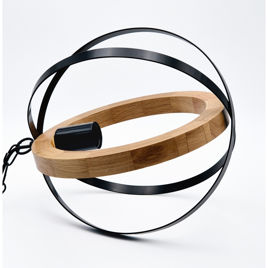 Chandelier on a chain ONDA 1xE27/15W/230V black/oak
