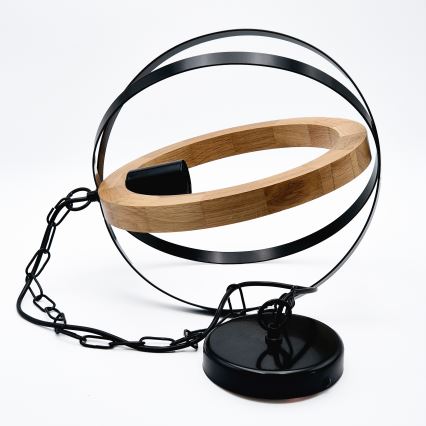 Chandelier on a chain ONDA 1xE27/15W/230V black/oak