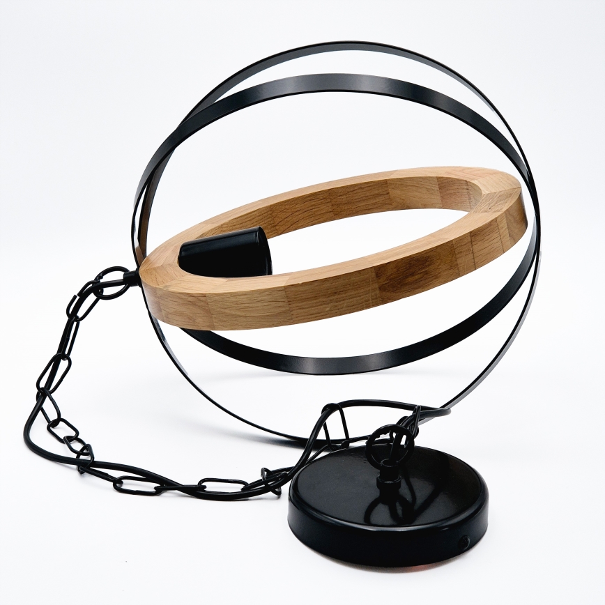 Chandelier on a chain ONDA 1xE27/15W/230V black/oak