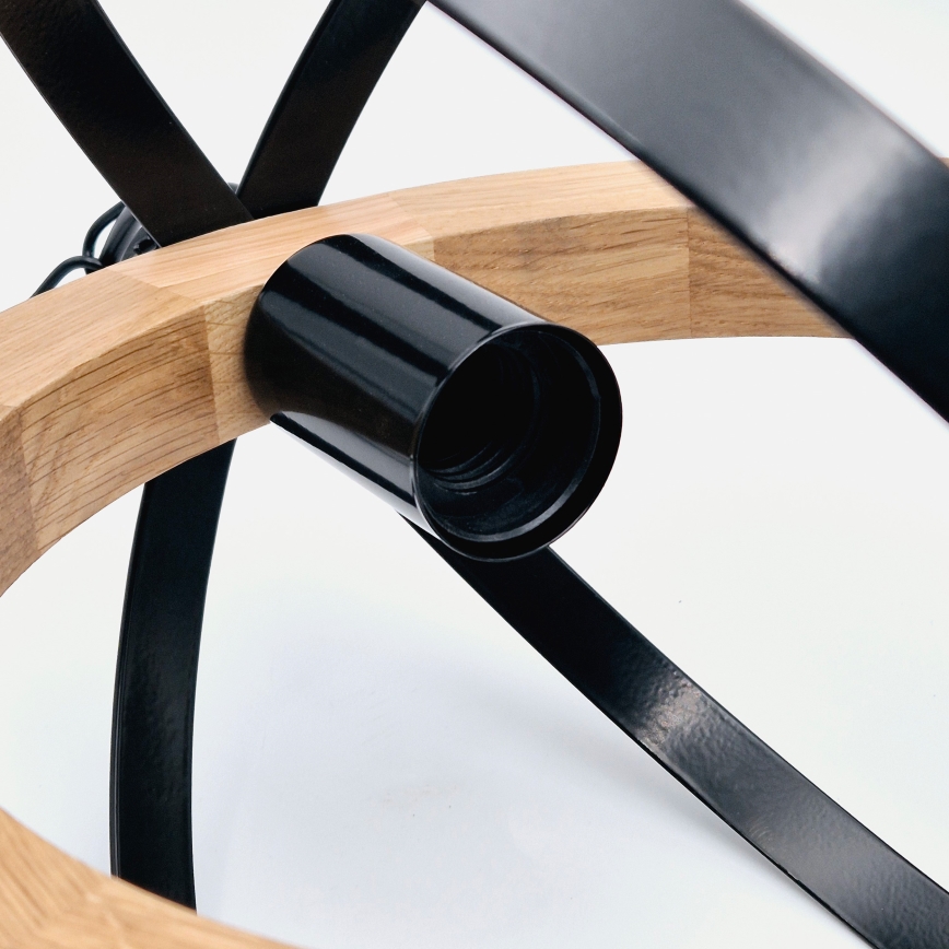 Chandelier on a chain ONDA 1xE27/15W/230V black/oak