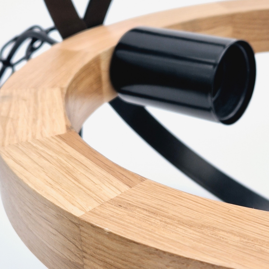 Chandelier on a chain ONDA 1xE27/15W/230V black/oak