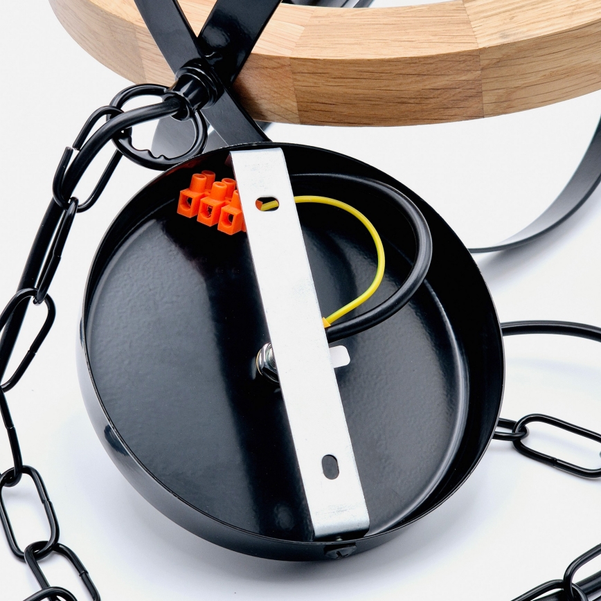 Chandelier on a chain ONDA 1xE27/15W/230V black/oak
