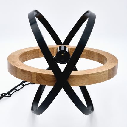 Chandelier on a chain ONDA 1xE27/15W/230V black/oak