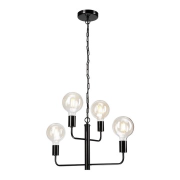 Chandelier on a chain ORLANDO 4xE27/60W/230V black