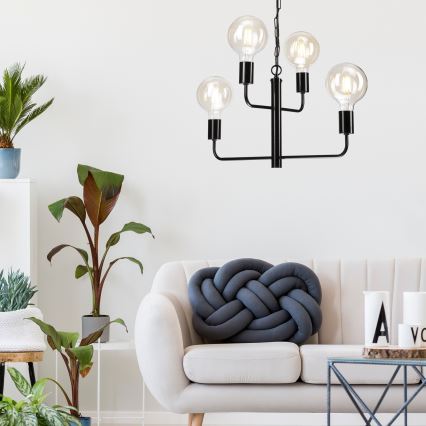 Chandelier on a chain ORLANDO 4xE27/60W/230V black