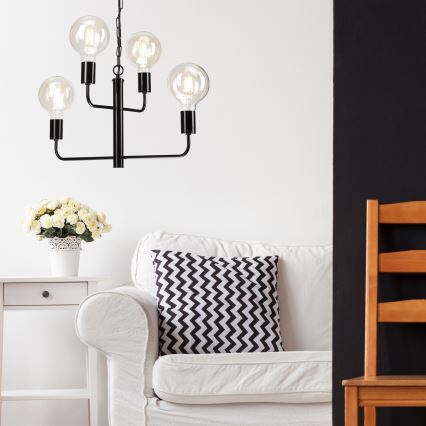 Chandelier on a chain ORLANDO 4xE27/60W/230V black