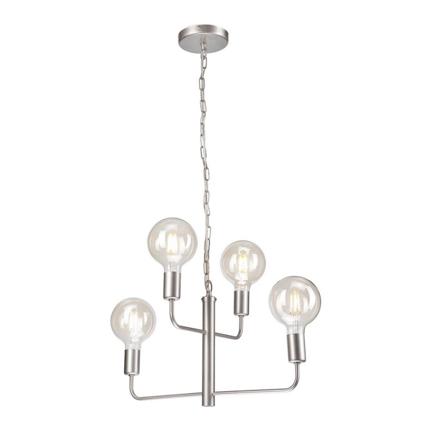 Chandelier on a chain ORLANDO 4xE27/60W/230V silver
