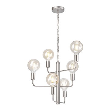 Chandelier on a chain ORLANDO 6xE27/60W/230V silver