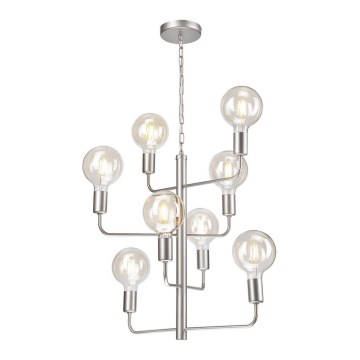 Chandelier on a chain ORLANDO 8xE27/60W/230V silver