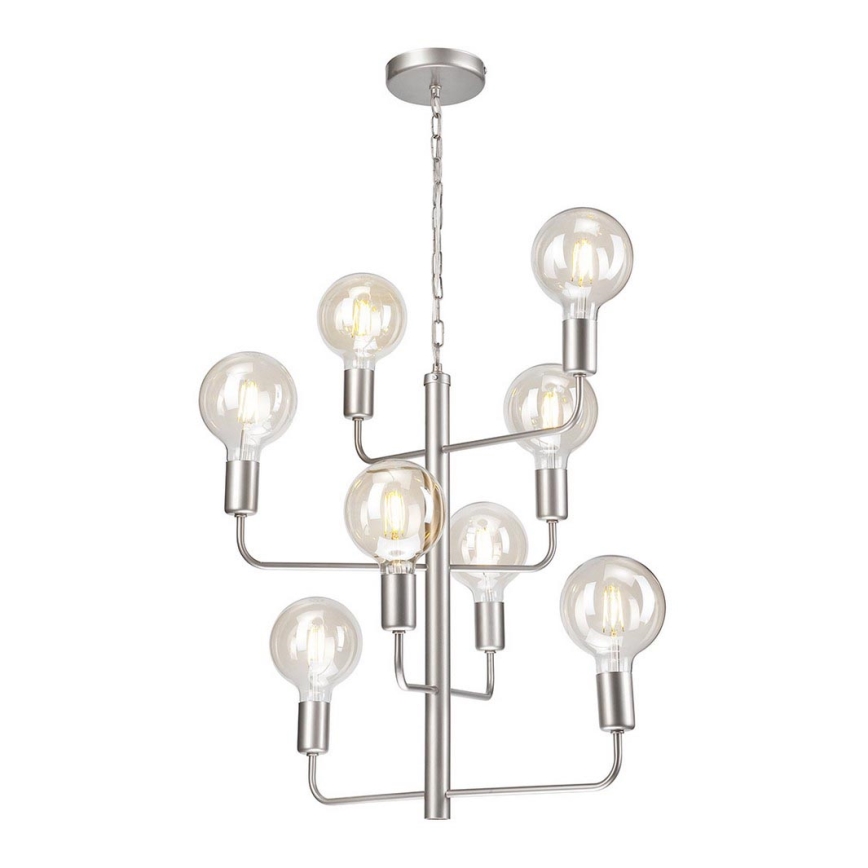 Chandelier on a chain ORLANDO 8xE27/60W/230V silver