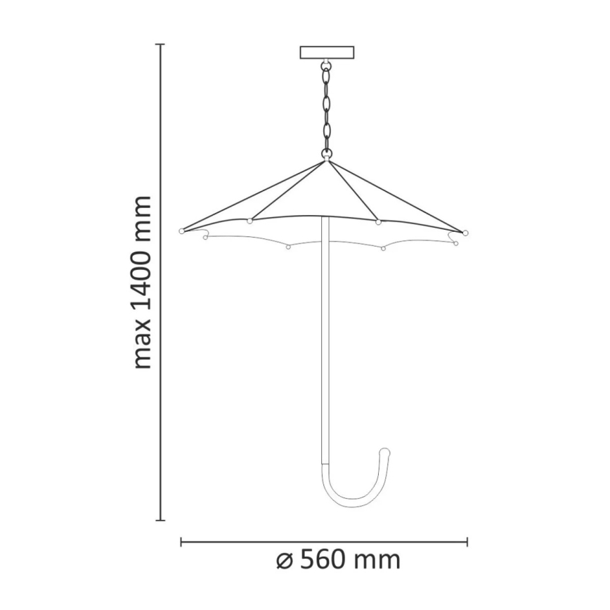 Chandelier on a chain PARASOL 3xE27/20W/230V