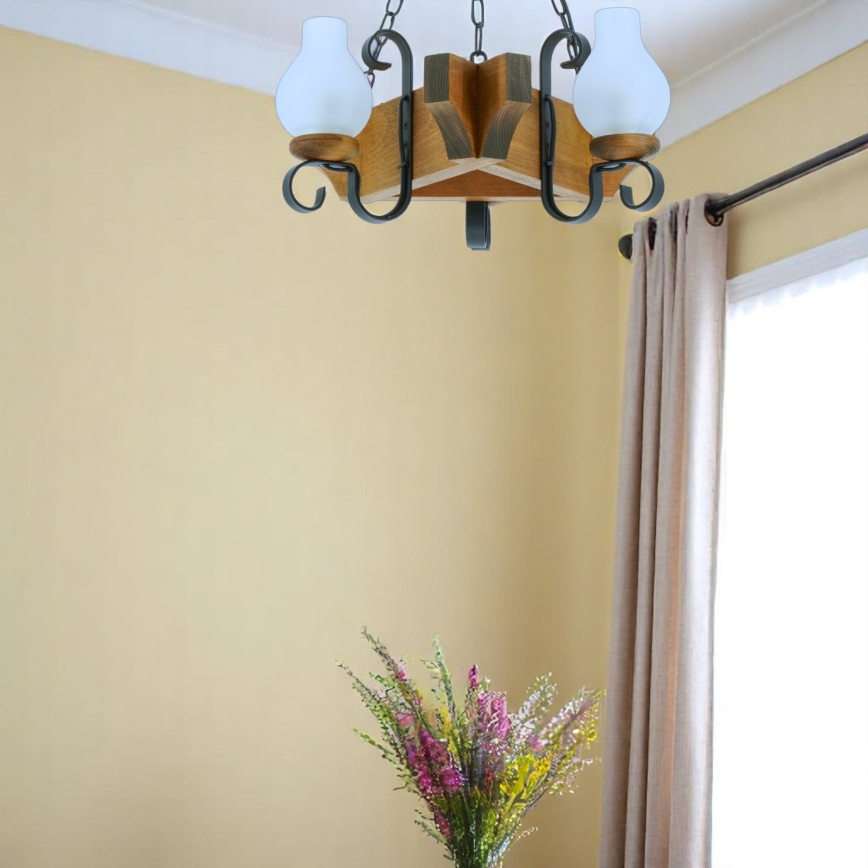 Chandelier on a chain QUEEN 3xE14/40W/230V beech