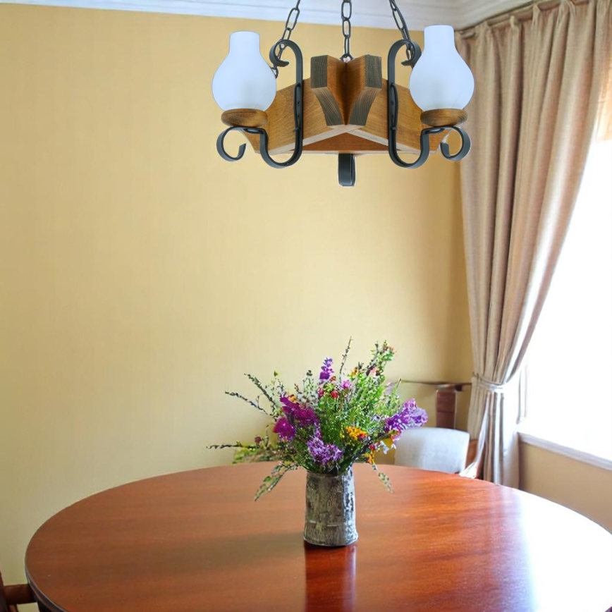 Chandelier on a chain QUEEN 3xE14/40W/230V beech
