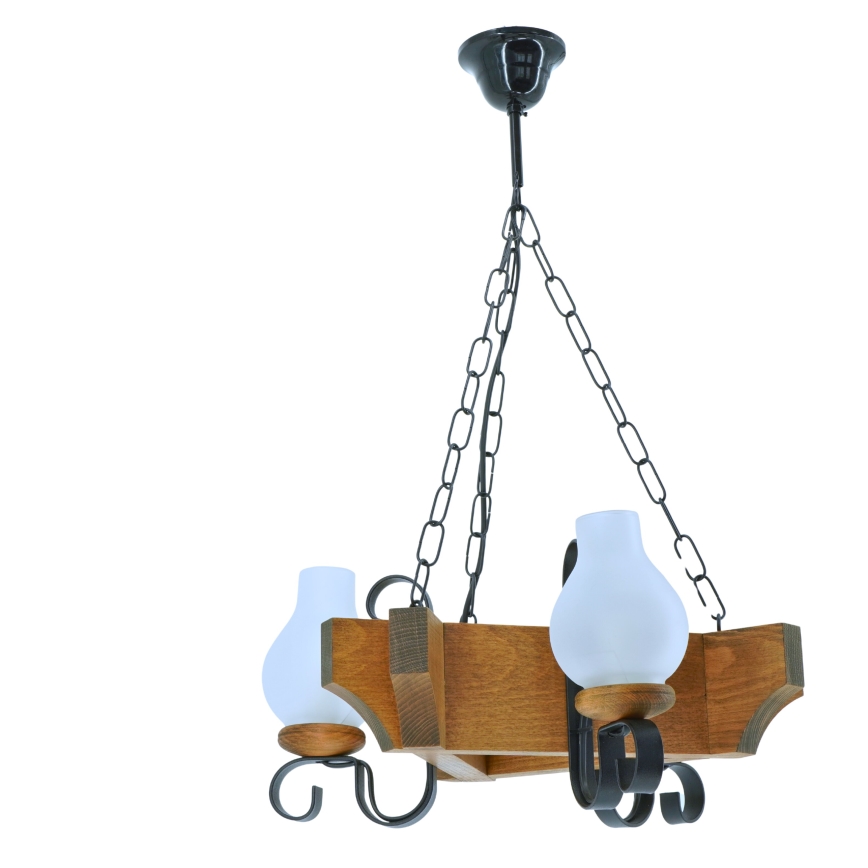Chandelier on a chain QUEEN 3xE14/40W/230V beech